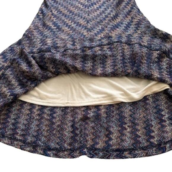 Maeve Blue Purple Chevron Knit Drop Wasit Sleeveless Slip Lined Dress Size XS - Picture 9 of 13